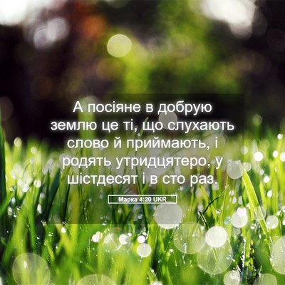 Picture 05 - Марка 4:20 UKR - А посіяне в добрую землю це - Bible Verse Picture