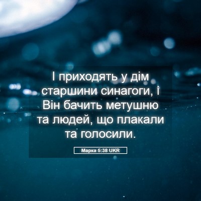 Picture 05 - Марка 5:38 UKR - І приходять у дім старшини - Bible Verse Picture