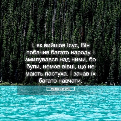 Picture 05 - Марка 6:34 UKR - І, як вийшов Ісус, Він - Bible Verse Picture
