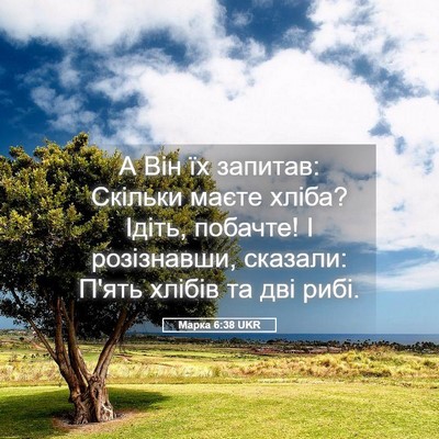 Picture 05 - Марка 6:38 UKR - А Він їх запитав: Скільки - Bible Verse Picture