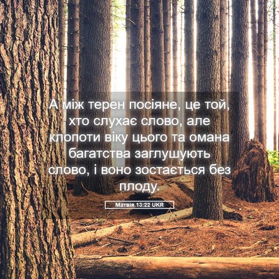 Picture 05 - Матвія 13:22 UKR - А між терен посіяне, це той, - Bible Verse Picture