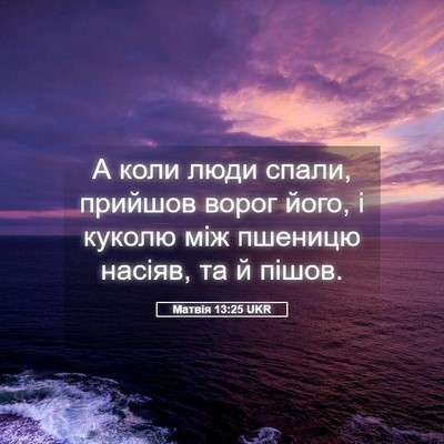 Picture 05 - Матвія 13:25 UKR - А коли люди спали, прийшов - Bible Verse Picture