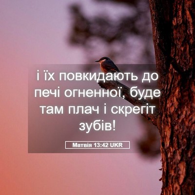 Picture 05 - Матвія 13:42 UKR - і їх повкидають до печі - Bible Verse Picture