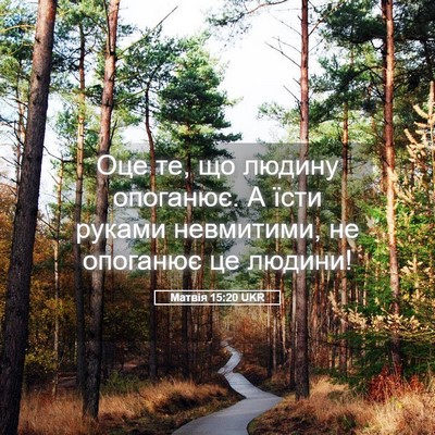 Picture 05 - Матвія 15:20 UKR - Оце те, що людину опоганює. - Bible Verse Picture