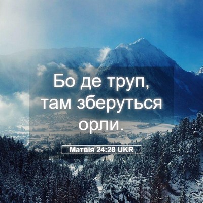 Picture 05 - Матвія 24:28 UKR - Бо де труп, там зберуться - Bible Verse Picture