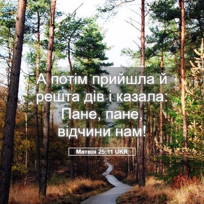 Picture 05 - Матвія 25:11 UKR - А потім прийшла й решта дів - Bible Verse Picture