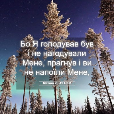 Picture 05 - Матвія 25:42 UKR - Бо Я голодував був і не - Bible Verse Picture