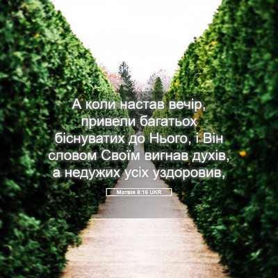 Picture 05 - Матвія 8:16 UKR - А коли настав вечір, - Bible Verse Picture