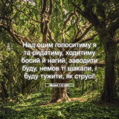 Picture 05 - Михей 1:8 UKR - Над оцим голоситиму я та - Bible Verse Picture