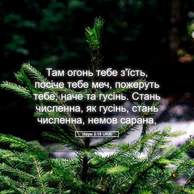 Picture 05 - Наум 3:15 UKR - Там огонь тебе з'їсть, - Bible Verse Picture