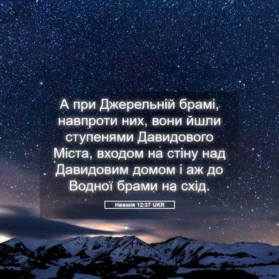 Picture 05 - Неемія 12:37 UKR - А при Джерельній брамі, - Bible Verse Picture