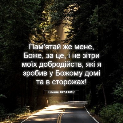 Picture 05 - Неемія 13:14 UKR - Пам'ятай же мене, Боже, за - Bible Verse Picture