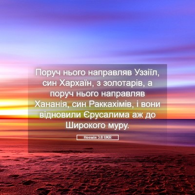 Picture 05 - Неемія 3:8 UKR - Поруч нього направляв - Bible Verse Picture