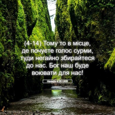 Picture 05 - Неемія 4:20 UKR - (4-14) Тому то в місце, де - Bible Verse Picture