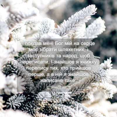 Picture 05 - Неемія 7:5 UKR - І поклав мені Бог мій на - Bible Verse Picture