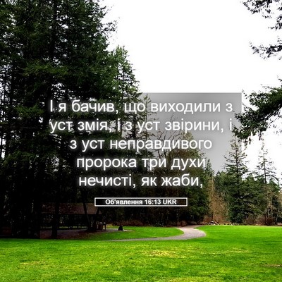 Picture 05 - Об'явлення 16:13 UKR - І я бачив, що виходили з уст - Bible Verse Picture