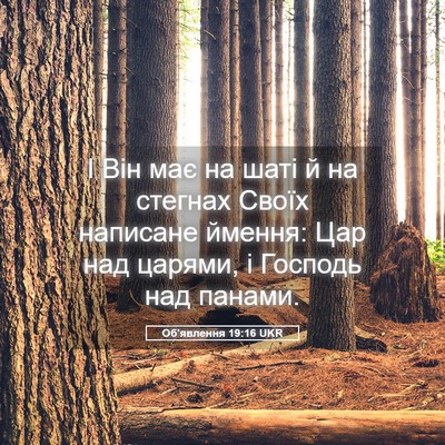 Picture 05 - Об'явлення 19:16 UKR - І Він має на шаті й на - Bible Verse Picture