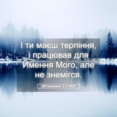 Picture 05 - Об'явлення 2:3 UKR - І ти маєш терпіння, і - Bible Verse Picture
