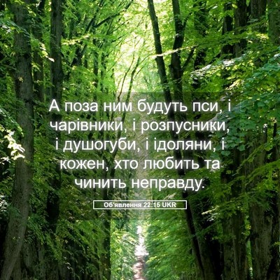 Picture 05 - Об'явлення 22:15 UKR - А поза ним будуть пси, і - Bible Verse Picture