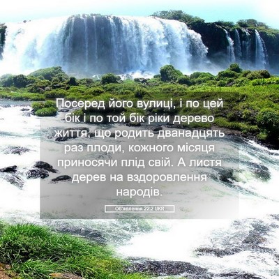 Picture 05 - Об'явлення 22:2 UKR - Посеред його вулиці, і по - Bible Verse Picture