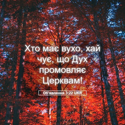 Picture 05 - Об'явлення 3:22 UKR - Хто має вухо, хай чує, що - Bible Verse Picture