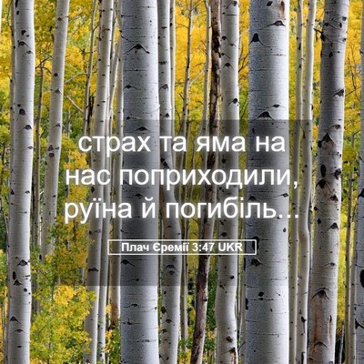 Picture 05 - Плач Єремії 3:47 UKR - страх та яма на нас - Bible Verse Picture