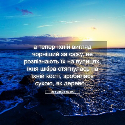 Picture 05 - Плач Єремії 4:8 UKR - а тепер їхній вигляд - Bible Verse Picture