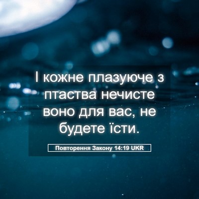 Picture 05 - Повторення Закону 14:19 UKR - І кожне плазуюче з птаства - Bible Verse Picture