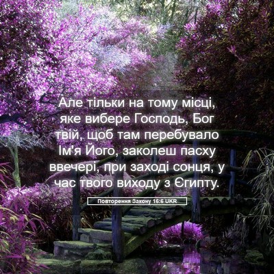 Picture 05 - Повторення Закону 16:6 UKR - Але тільки на тому місці, - Bible Verse Picture
