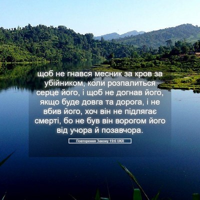 Picture 05 - Повторення Закону 19:6 UKR - щоб не гнався месник за - Bible Verse Picture