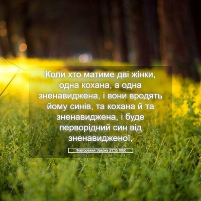 Picture 05 - Повторення Закону 21:15 UKR - Коли хто матиме дві жінки, - Bible Verse Picture