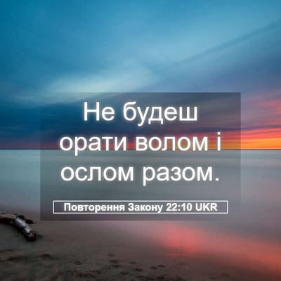 Picture 05 - Повторення Закону 22:10 UKR - Не будеш орати волом і - Bible Verse Picture