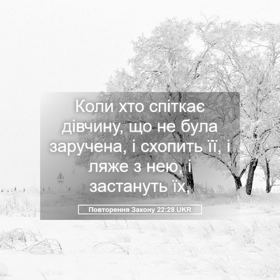 Picture 05 - Повторення Закону 22:28 UKR - Коли хто спіткає дівчину, - Bible Verse Picture
