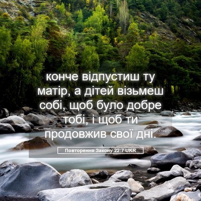 Picture 05 - Повторення Закону 22:7 UKR - конче відпустиш ту матір, а - Bible Verse Picture
