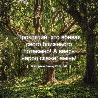 Picture 05 - Повторення Закону 27:24 UKR - Проклятий, хто вбиває - Bible Verse Picture