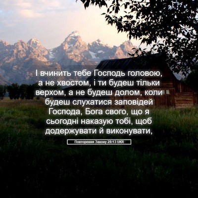 Picture 05 - Повторення Закону 28:13 UKR - І вчинить тебе Господь - Bible Verse Picture