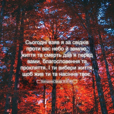 Picture 05 - Повторення Закону 30:19 UKR - Сьогодні взяв я за свідків - Bible Verse Picture