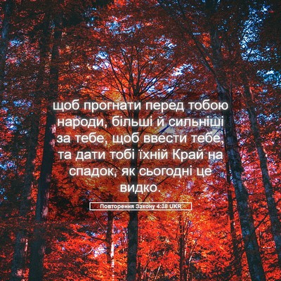 Picture 05 - Повторення Закону 4:38 UKR - щоб прогнати перед тобою - Bible Verse Picture