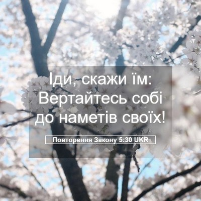 Picture 05 - Повторення Закону 5:30 UKR - Іди, скажи їм: Вертайтесь - Bible Verse Picture