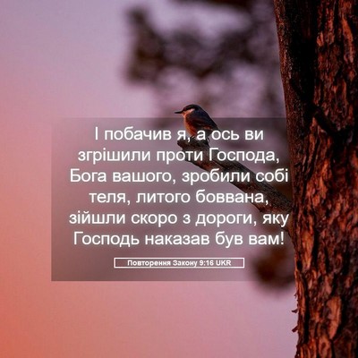 Picture 05 - Повторення Закону 9:16 UKR - І побачив я, а ось ви - Bible Verse Picture
