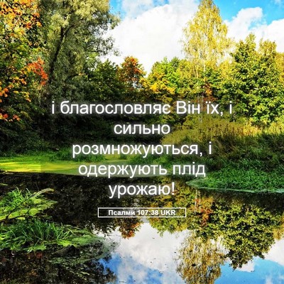 Picture 05 - Псалми 107:38 UKR - і благословляє Він їх, і - Bible Verse Picture