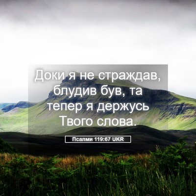 Picture 05 - Псалми 119:67 UKR - Доки я не страждав, блудив - Bible Verse Picture