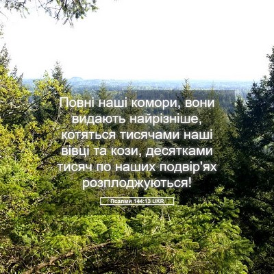 Picture 05 - Псалми 144:13 UKR - Повні наші комори, вони - Bible Verse Picture