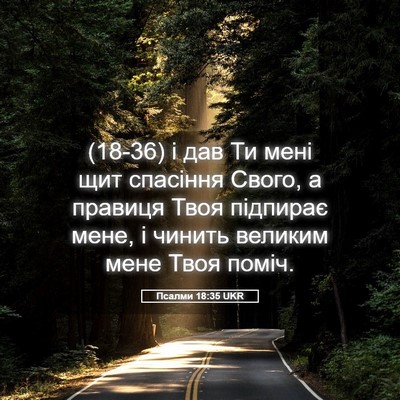 Picture 05 - Псалми 18:35 UKR - (18-36) і дав Ти мені щит - Bible Verse Picture