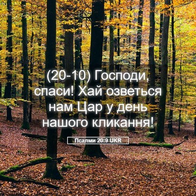 Picture 05 - Псалми 20:9 UKR - (20-10) Господи, спаси! Хай - Bible Verse Picture