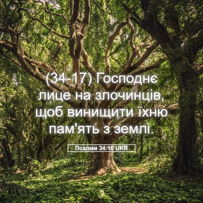 Picture 05 - Псалми 34:16 UKR - (34-17) Господнє лице на - Bible Verse Picture