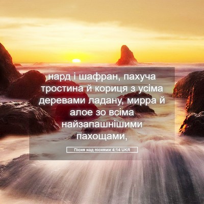 Picture 05 - Пісня над піснями 4:14 UKR - нард і шафран, пахуча - Bible Verse Picture