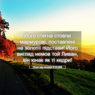 Picture 05 - Пісня над піснями 5:15 UKR - Його стегна стовпи - Bible Verse Picture