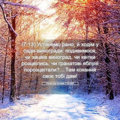 Picture 05 - Пісня над піснями 7:12 UKR - (7-13) Устанемо рано, й ходім - Bible Verse Picture