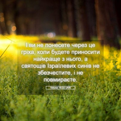 Picture 05 - Числа 18:32 UKR - І ви не понесете через це - Bible Verse Picture